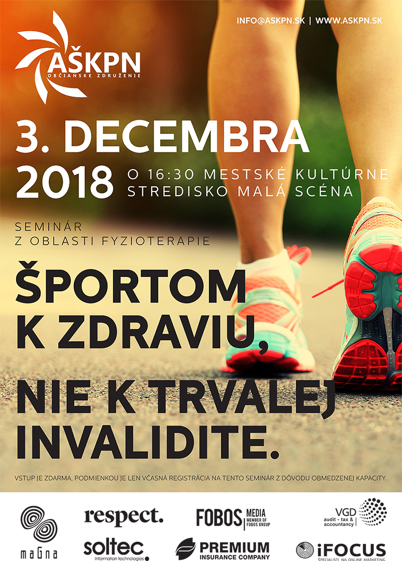 Plagát k semináru Športom k zdraviu, nie k trvalej invalidite